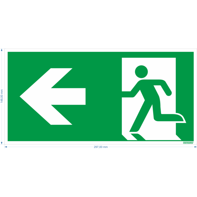 Normsigns Emergency exit pictogram left Material: Sticker, Dimensions: 100 x 200 mm