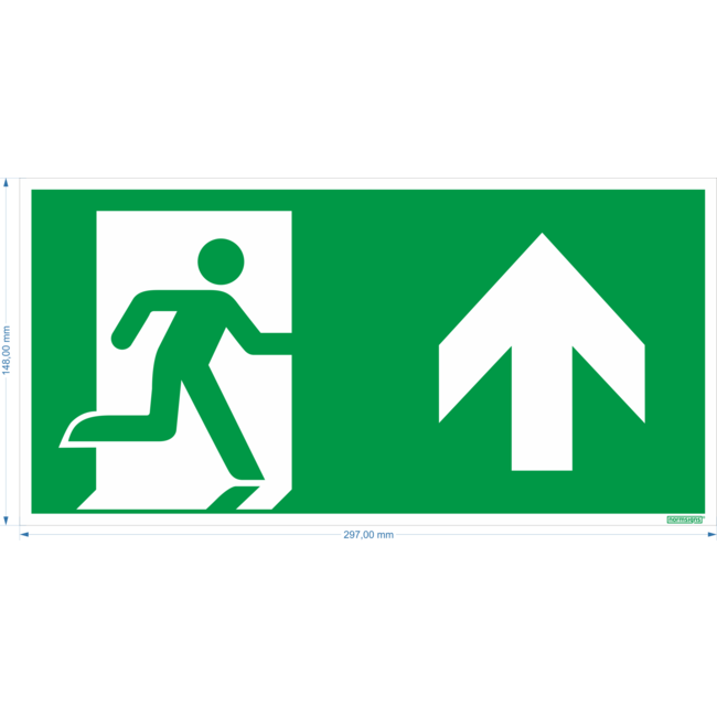 Normsigns Pictogram vluchtweg rechtdoor  Materiaal: PVC, Afmeting: 100 x 200 mm