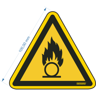 Normsigns Pictogram oxiderende stoffen  Materiaal: PVC, Afmeting: 100 mm