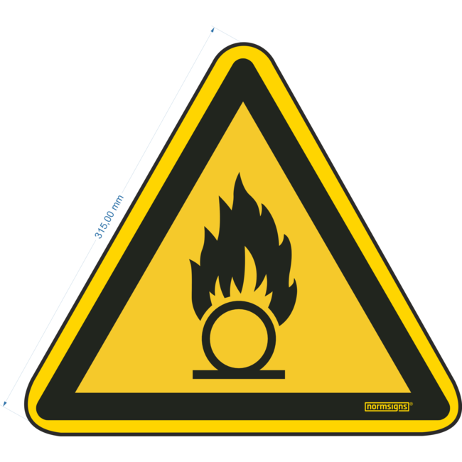 Normsigns Pictogram oxiderende stoffen  Materiaal: PVC, Afmeting: 100 mm