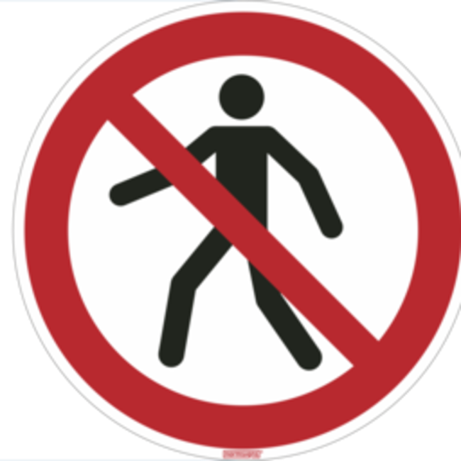 Normsigns Piktogramm Fußgänger verboten Material: PVC, Abmessungen: 200 mm