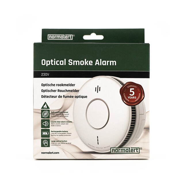 Normalert Normalert 230V Rookmelder - 10 jaar