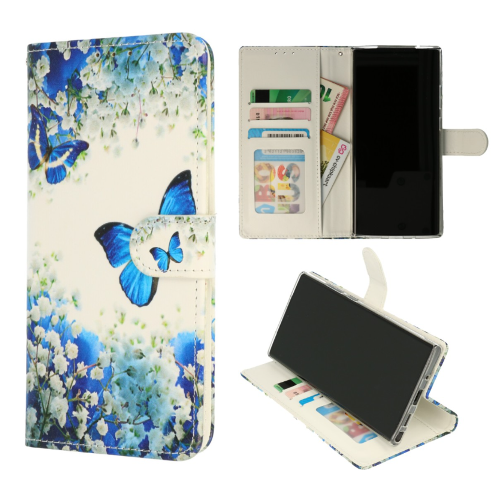 iPhone 15 Pro Max - Bookcase Print - Vlinder Blauw