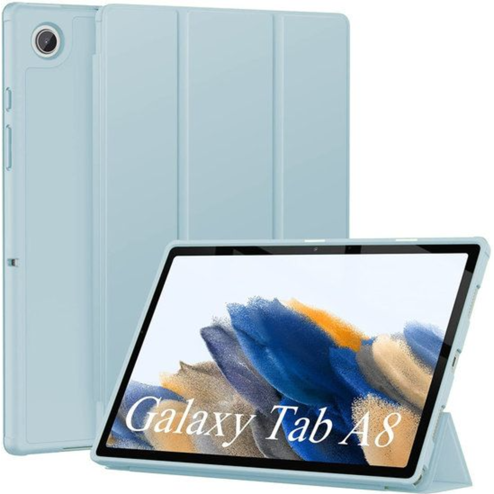 TelecomFirst Silicone Smart Cover Tab A8 10.5 2021 - Licht Blauw