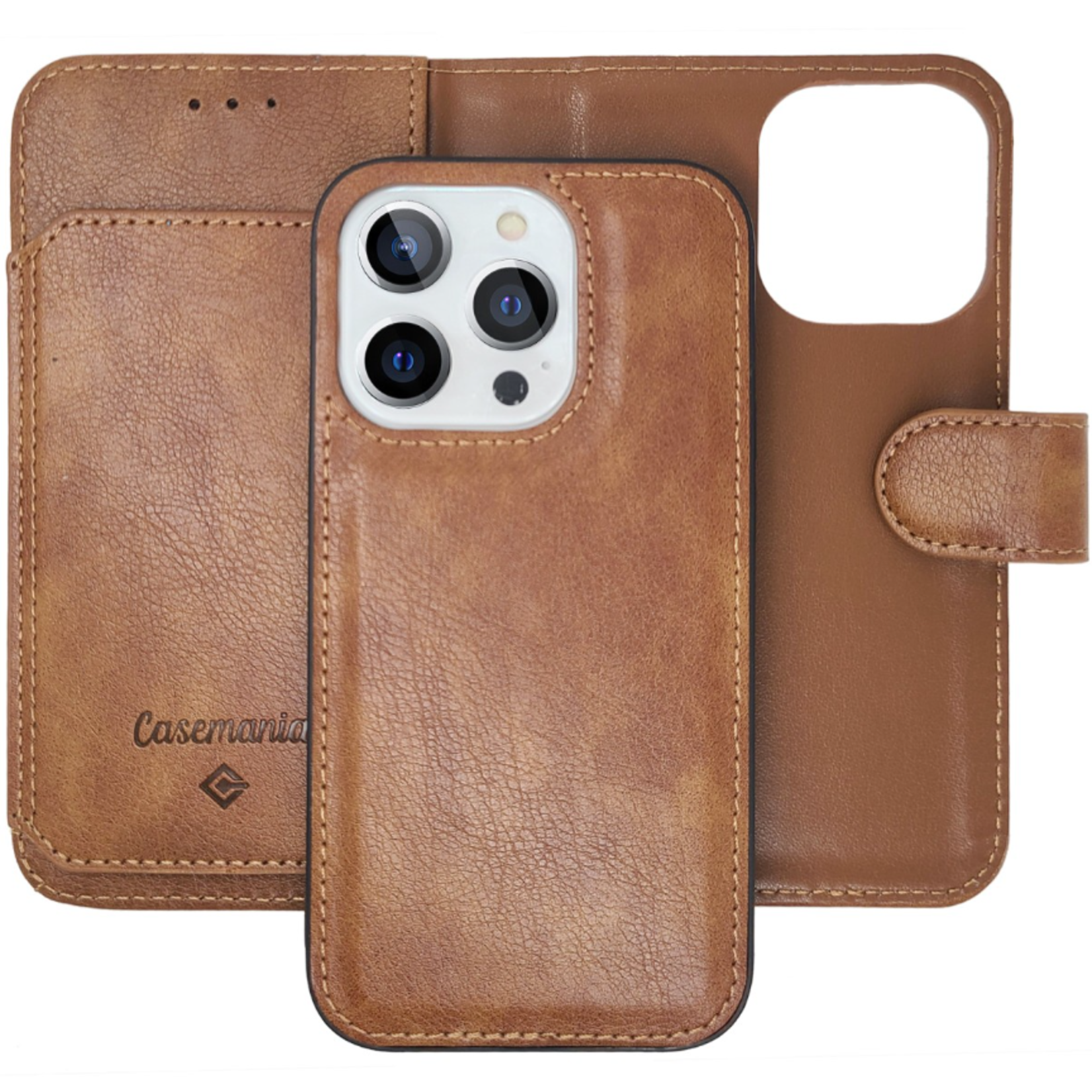 Multiple Pockets Magnetic 2-in-1 Wallet - iPhone 15 Pro - Bruin