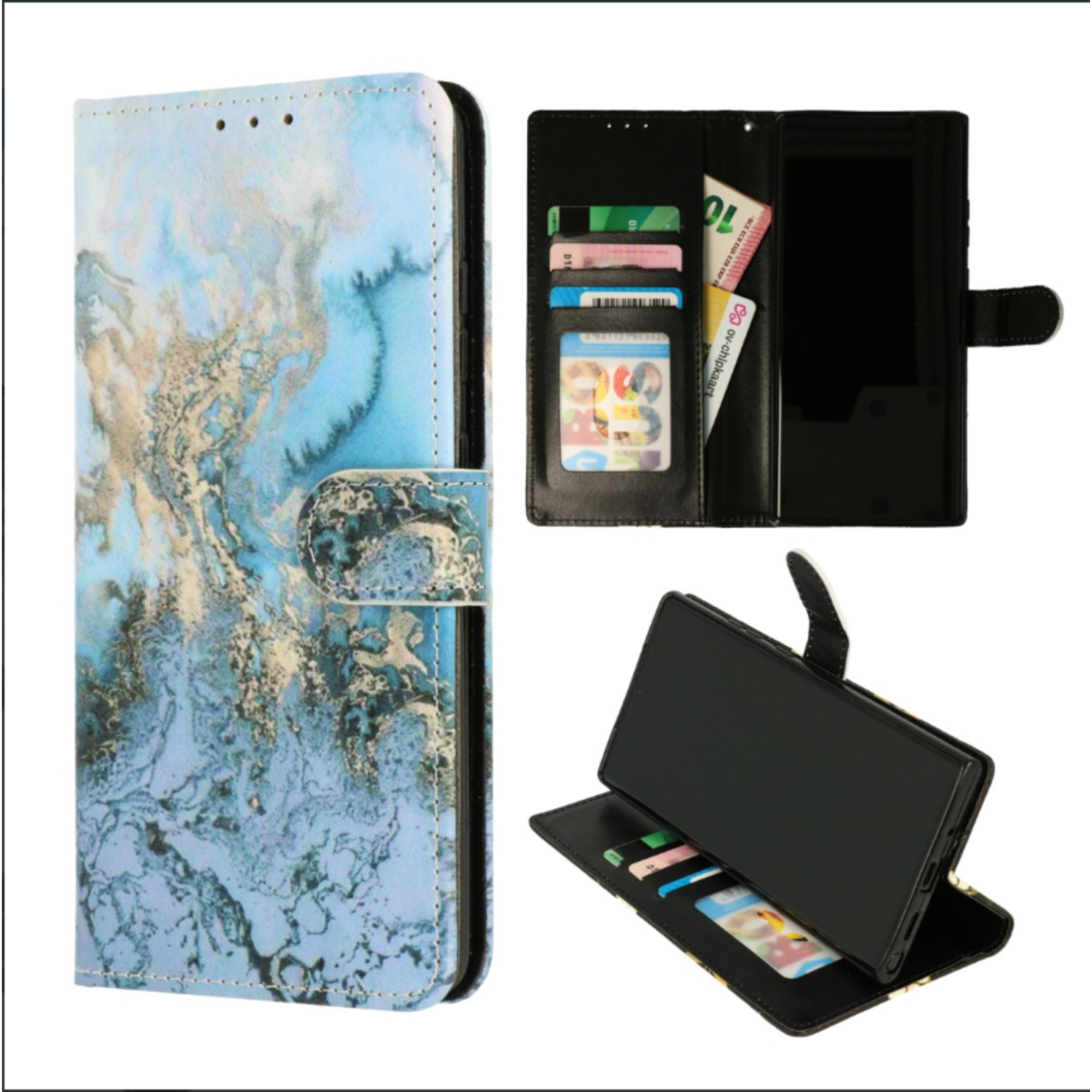 Samsung A54 - Bookcase Print - Marmer Blauw