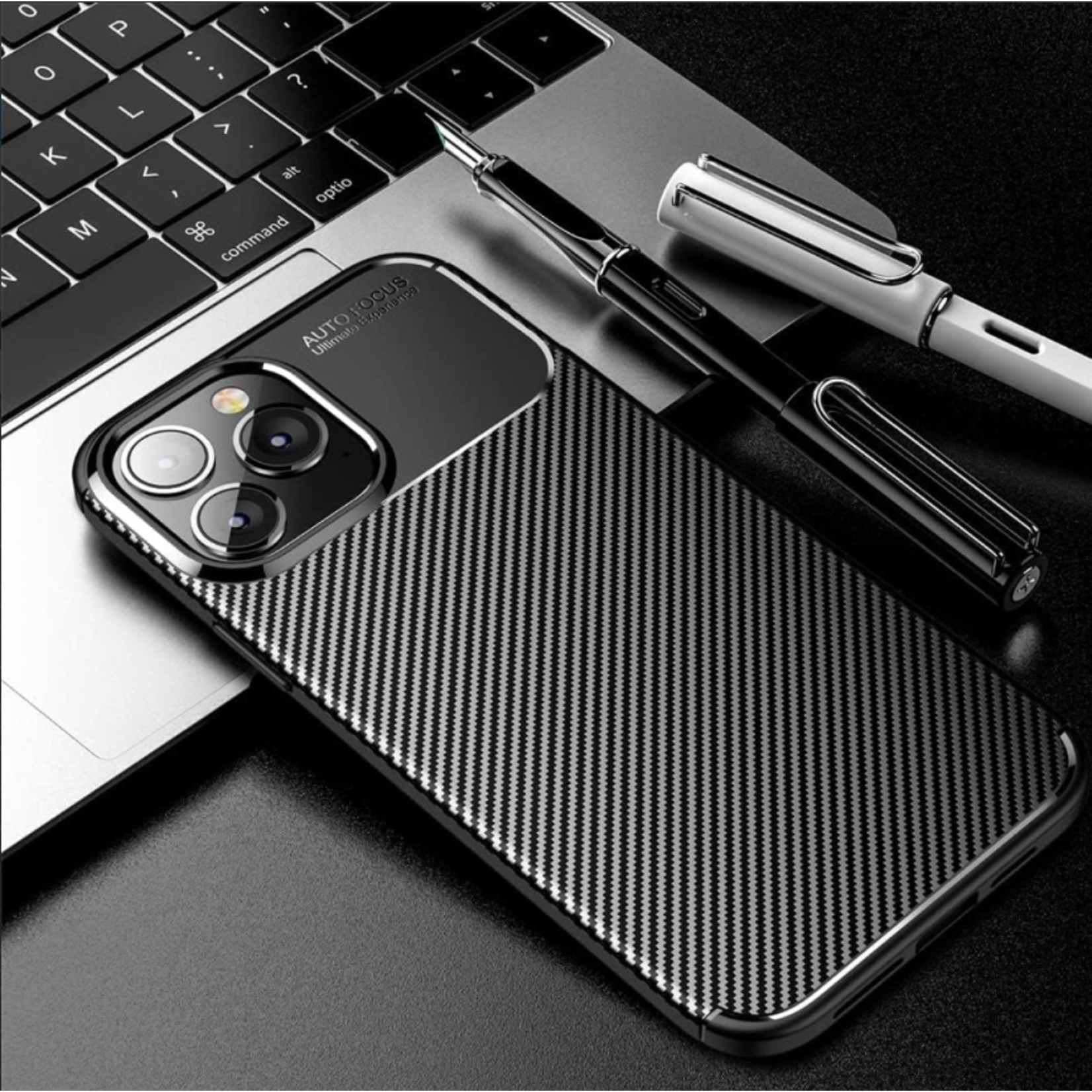 Wlons Carbon Fiber Case - iPhone 15 Plus - Zwart