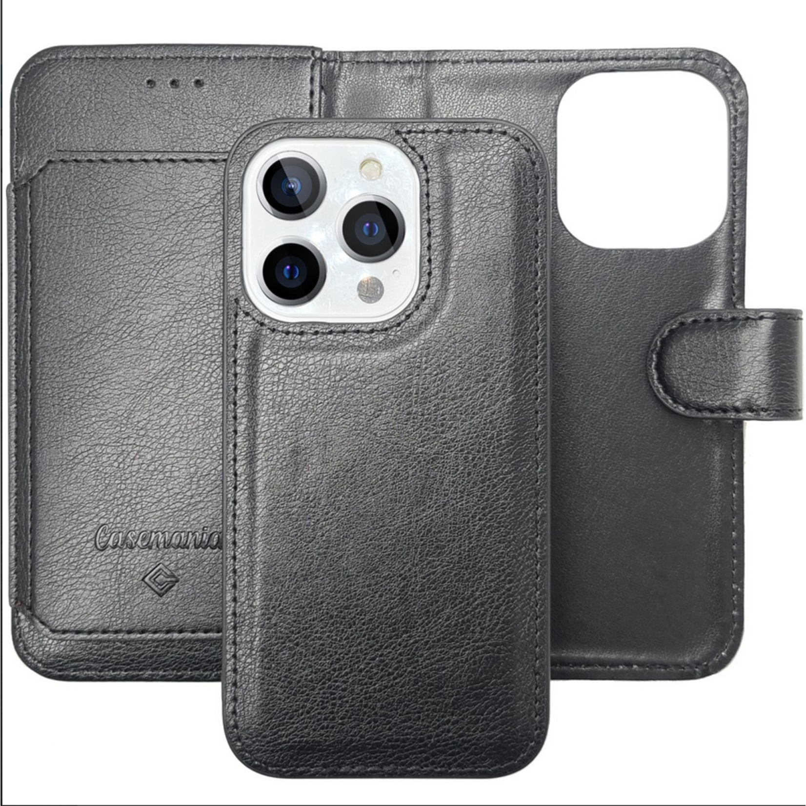 Multiple Pockets Magnetic 2-in-1 Wallet - iPhone 15 Pro Max - Zwart