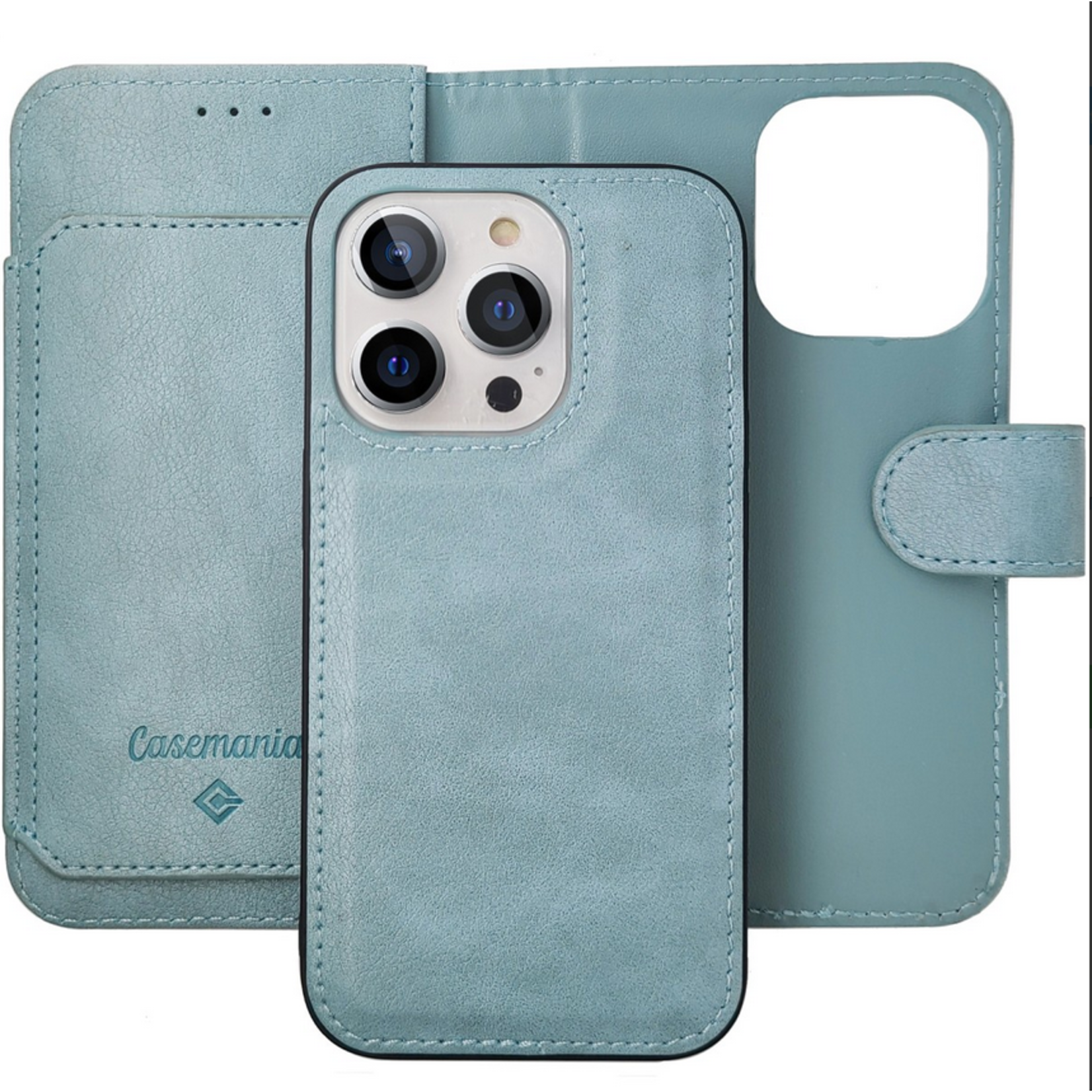 Multiple Pockets Magnetic 2-in-1 Wallet - iPhone 15 Pro Max - Turquoise