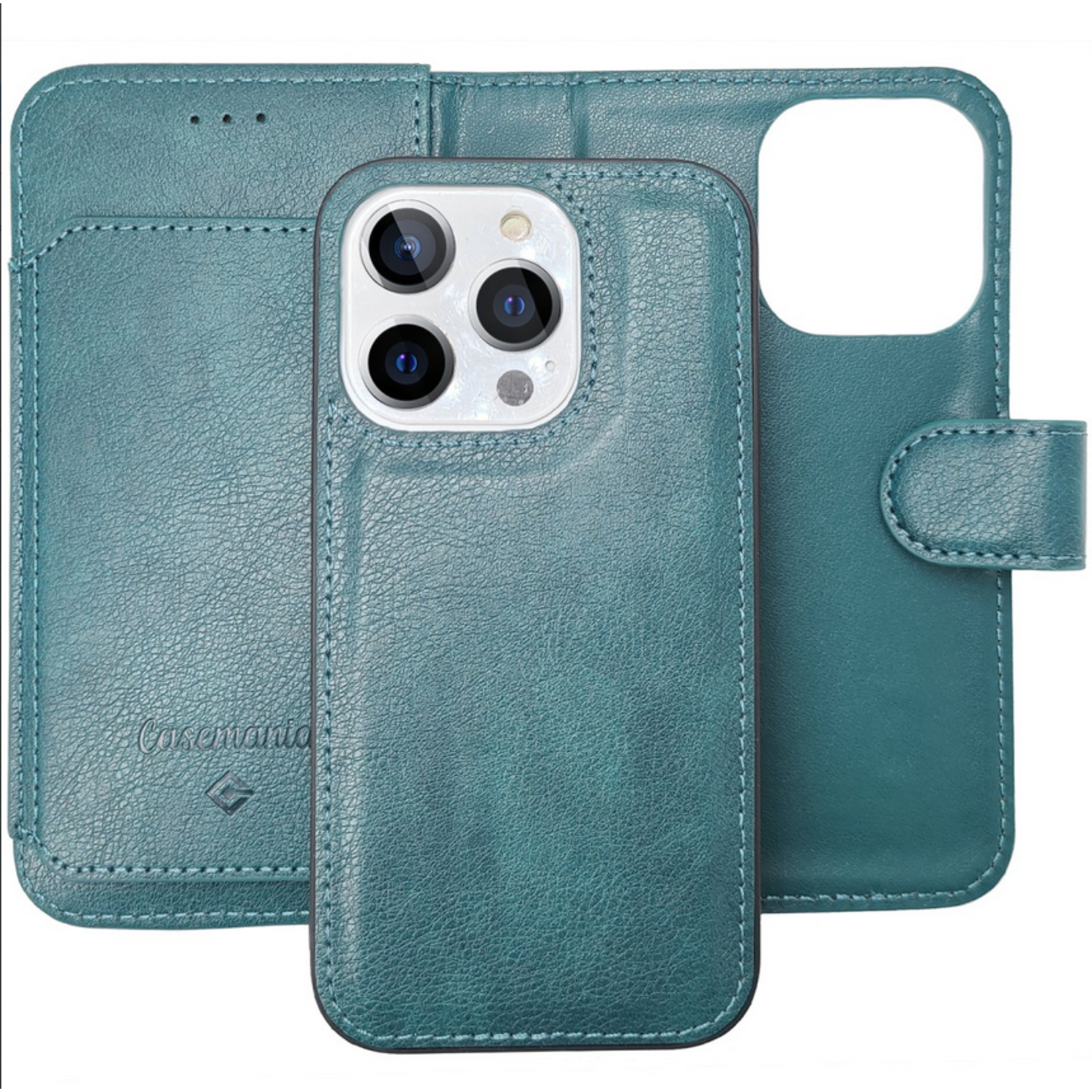 Multiple Pockets Magnetic 2-in-1 Wallet - iPhone 15 Pro Max - Groen