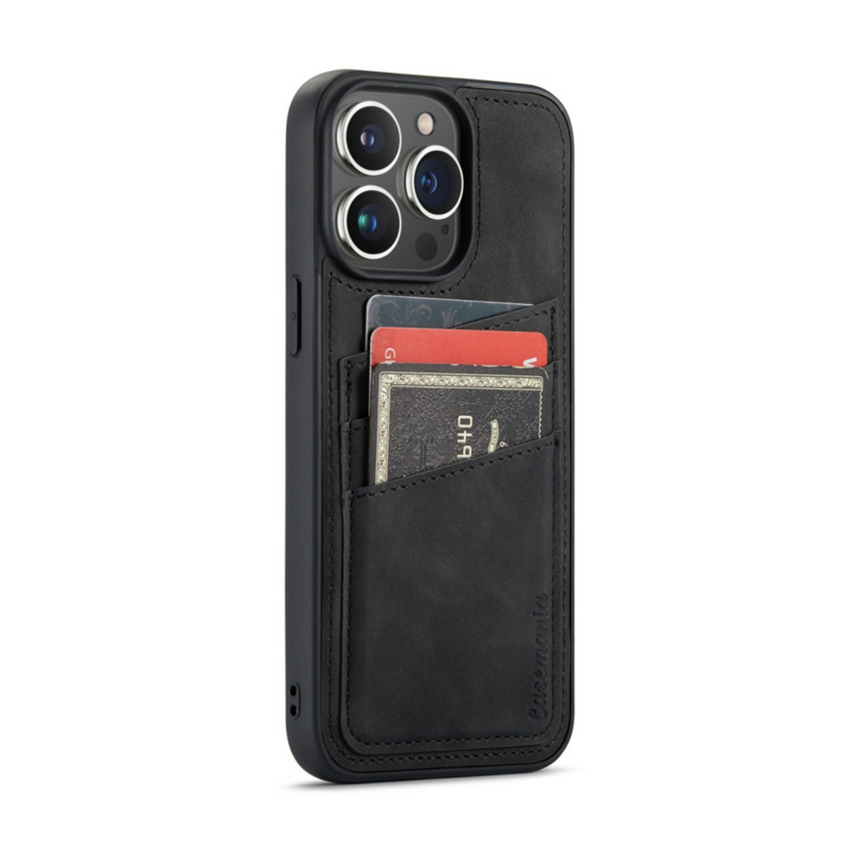 Luxe CM Pocket Backcover - iPhone 15 Pro Max - Zwart