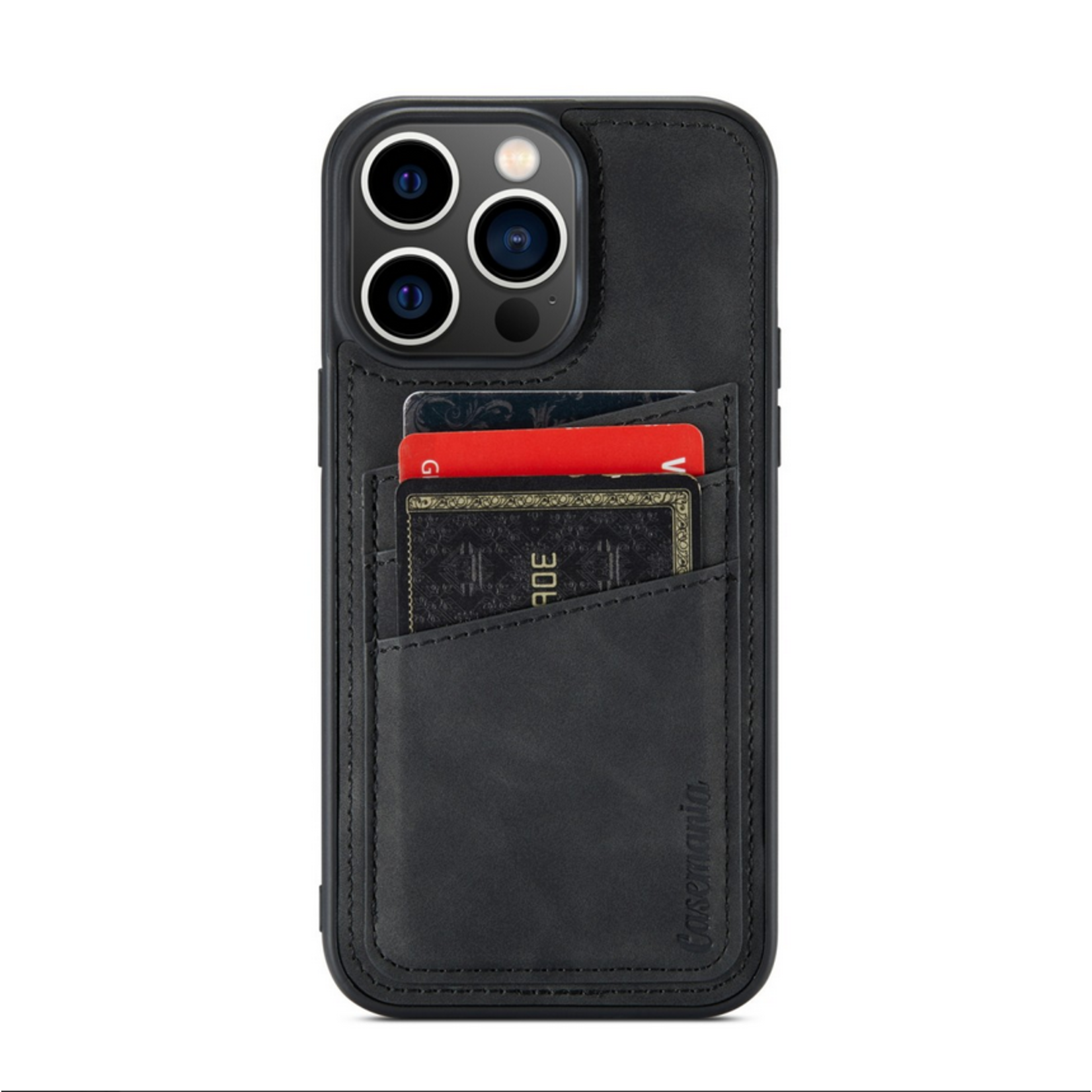 Luxe CM Pocket Backcover - iPhone 15 Pro Max - Zwart