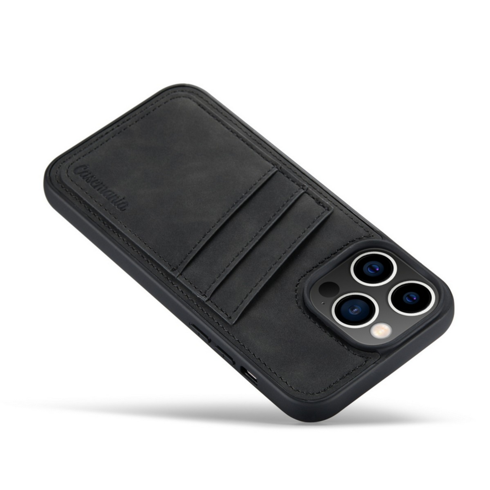 Luxe CM Pocket Backcover - iPhone 15 Pro Max - Zwart