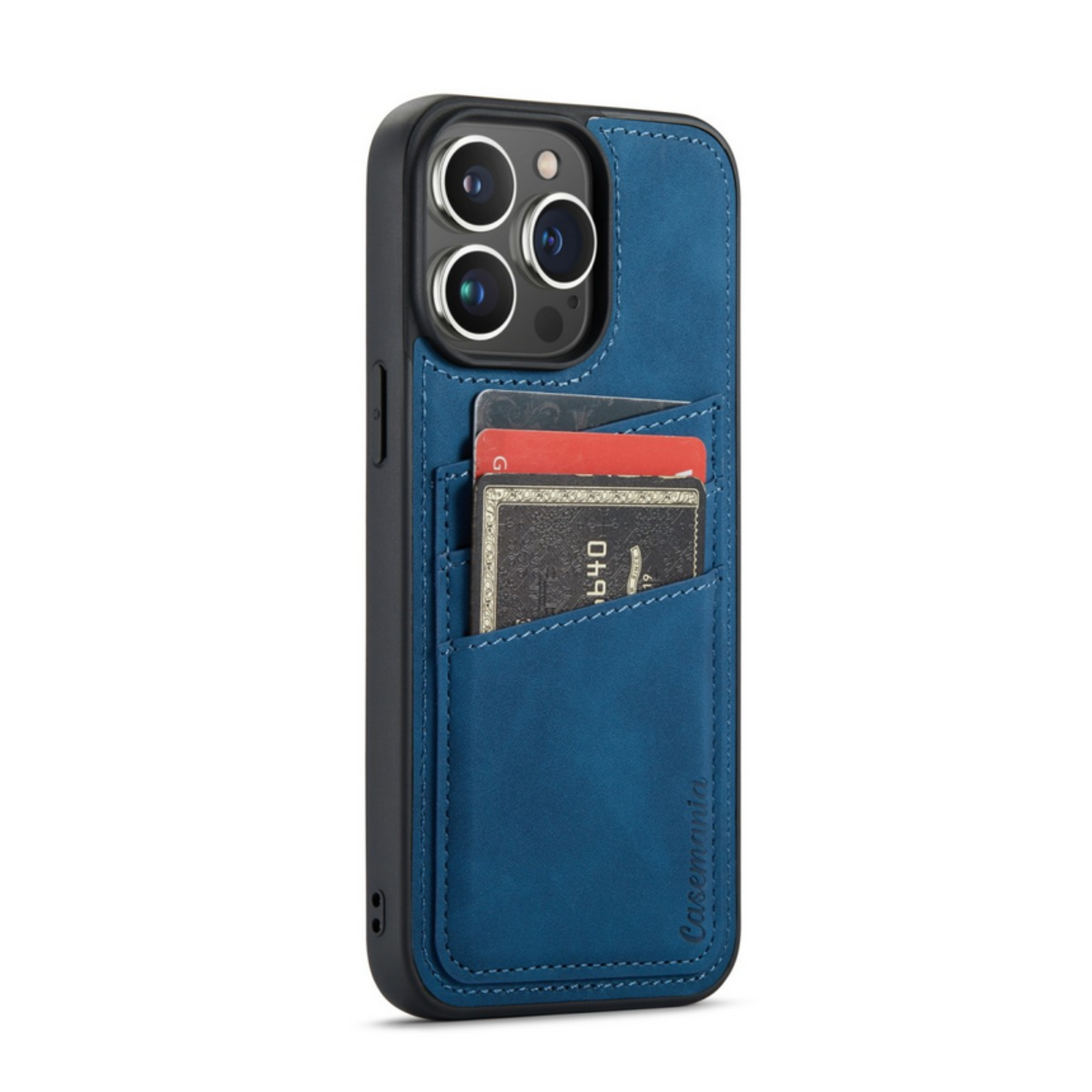 Luxe CM Pocket Backcover - iPhone 15 Pro Max - Donker Blauw
