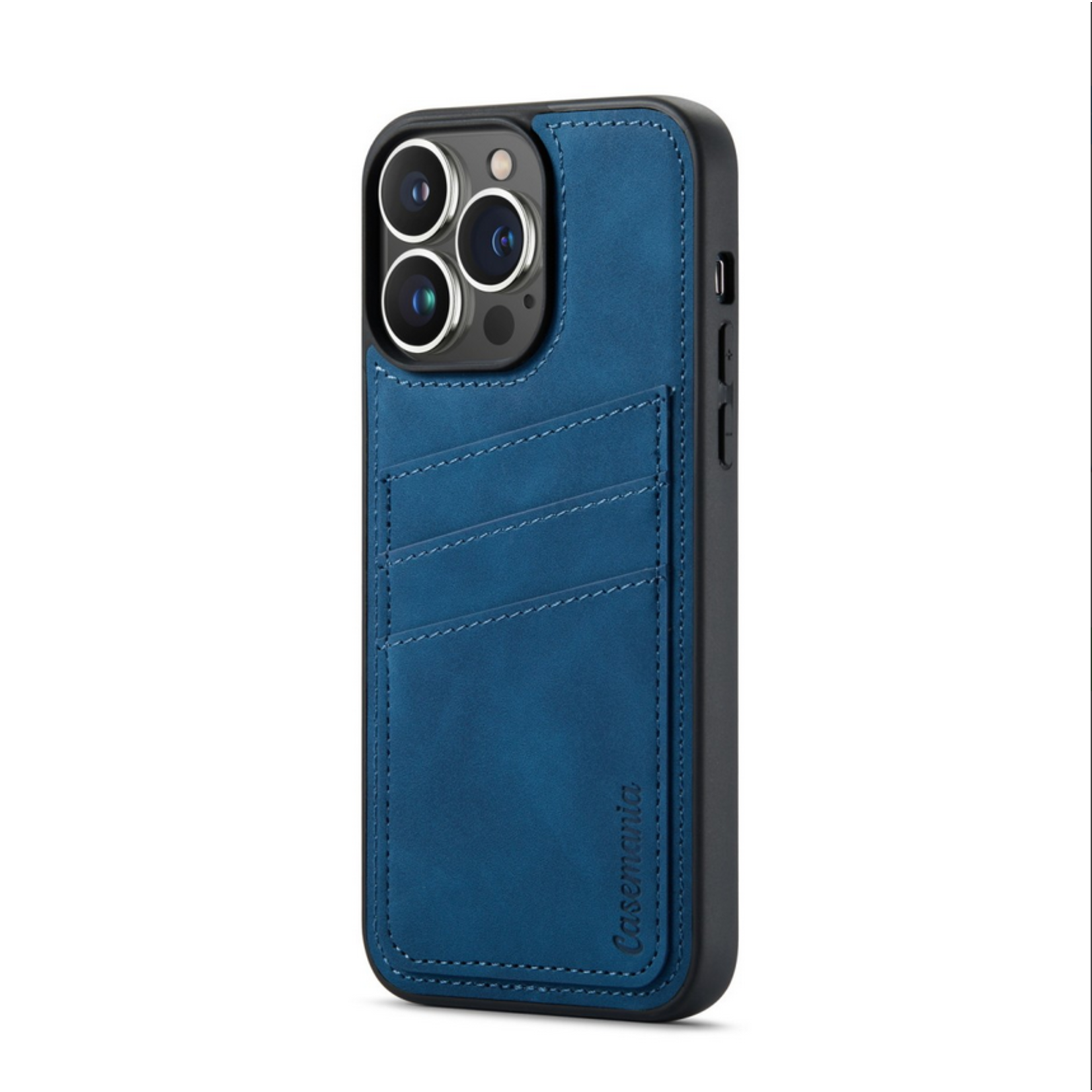 Luxe CM Pocket Backcover - iPhone 15 Pro - Donker Blauw