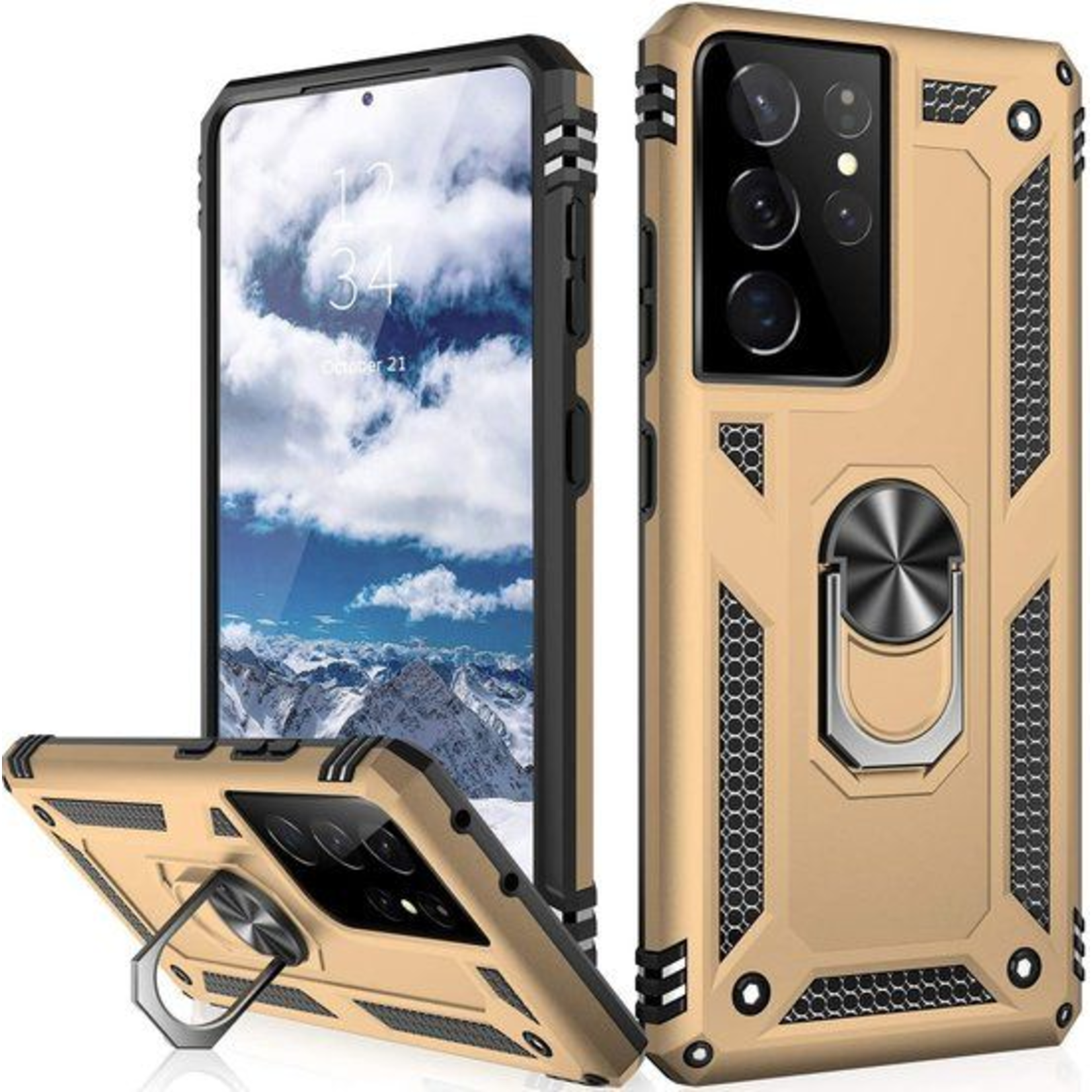 Samsung Kickstand Ring Armor - Samsung S22 - Goud