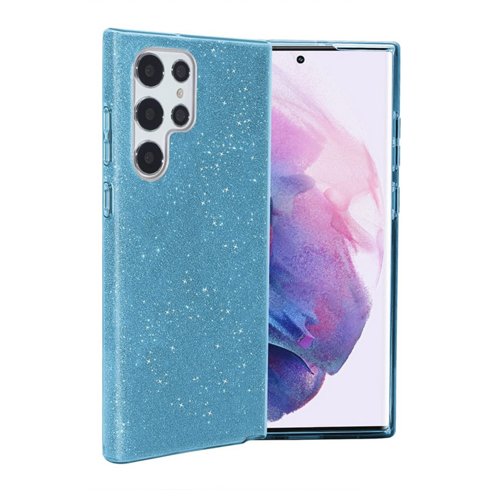 Samsung 3 in 1 Glitter Backcover - Samsung S23 Ultra - Blauw