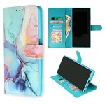 Samsung Samsung S23 FE - Bookcase Print - Marmer Roze-Blauw