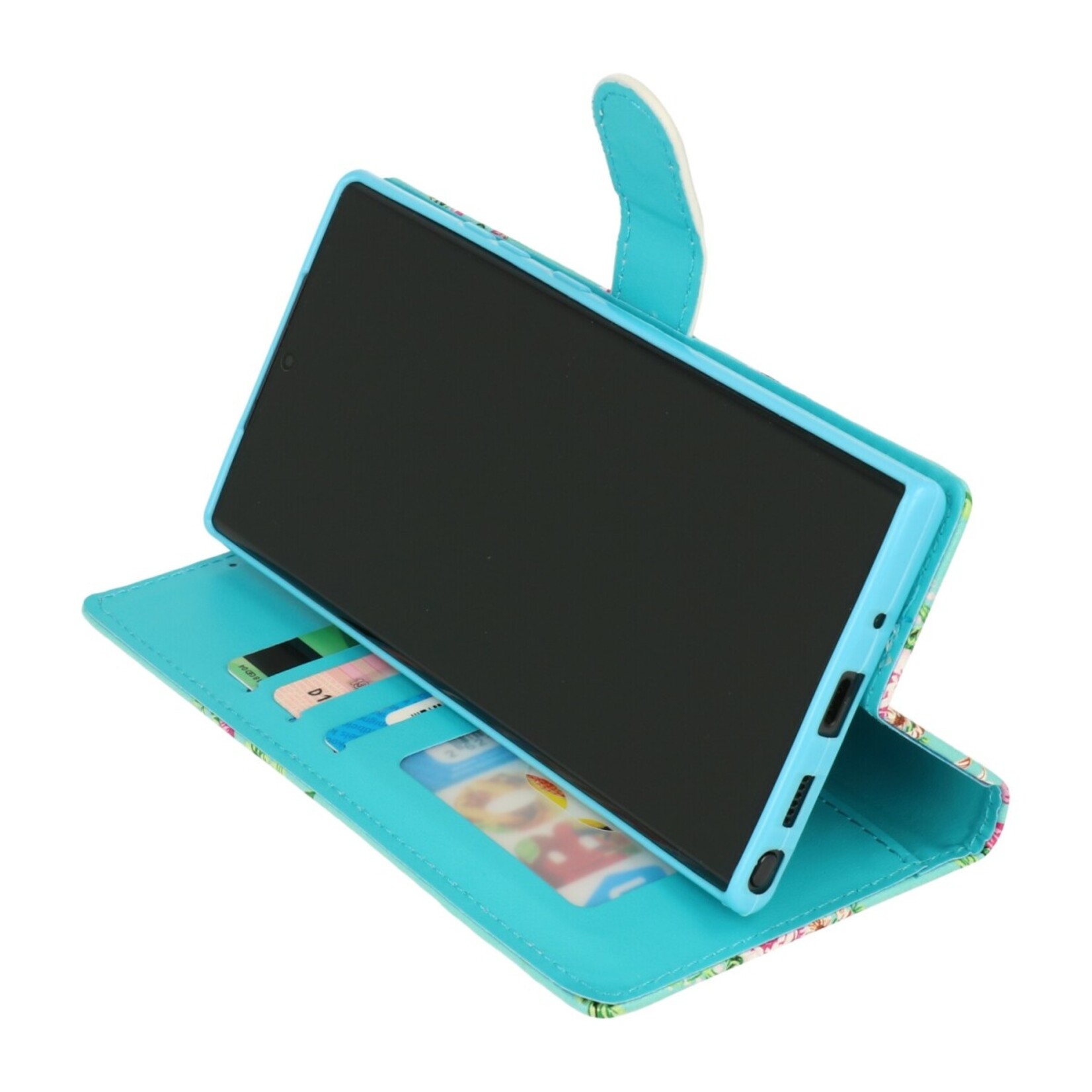 Samsung Samsung S23 FE - Bookcase Print - Marmer Blauw-Goud