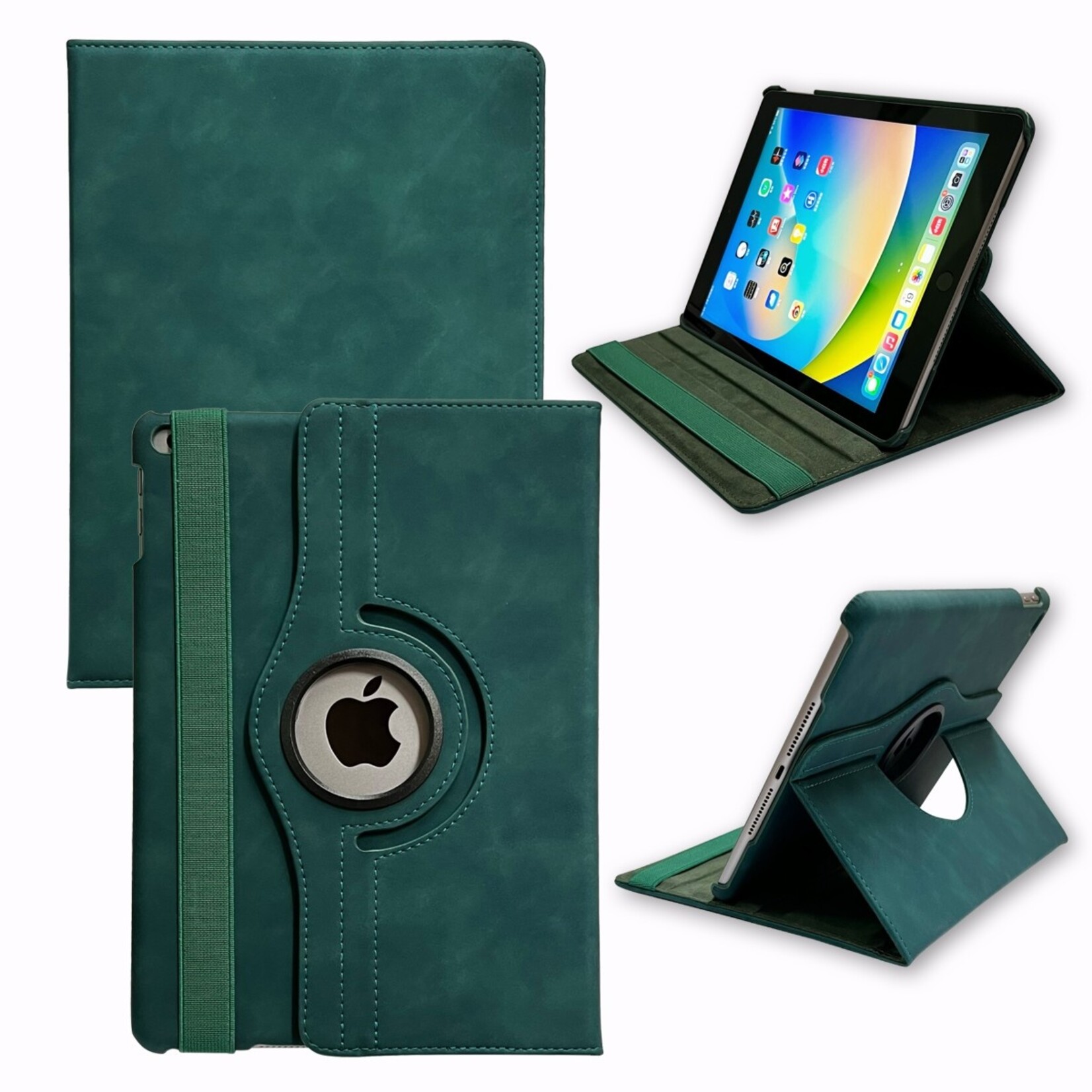 Samsung Casemania Luxe Suede Draaibaar Case - Samsung Galaxy Tab A9+ - Groen