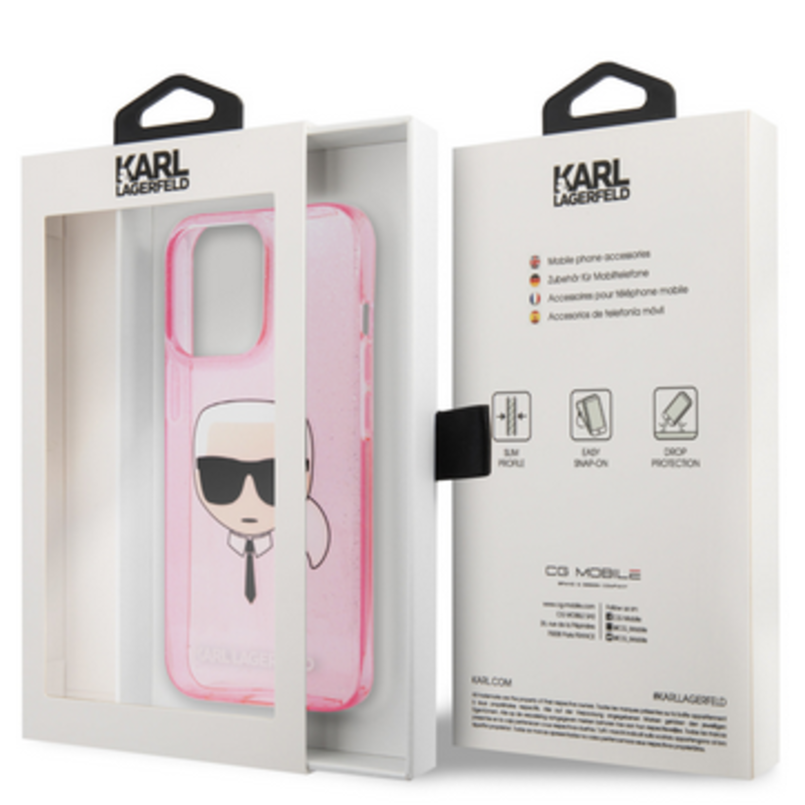 Apple Karl Lagerfeld Karl Lagerfeld iPhone 14 Hardcase Backcover - Karl's Head - Roze