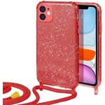 Samsung S21 Ultra - Glitter 3 in 1 Case Met Koord - Rood
