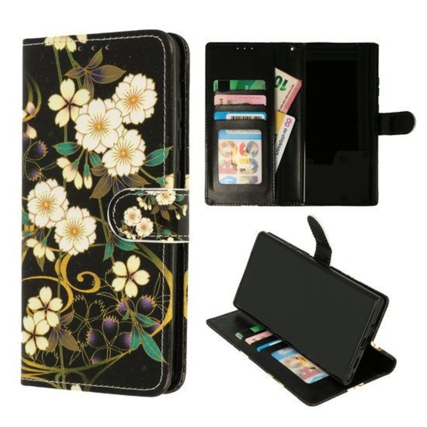 Samsung S21 FE - Bookcase Print - Bloemen Geel
