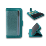 Samsung Samsung S20 - HQ Glitter Bookcase met Rits Turquoise