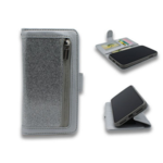 Samsung Samsung S20 - HQ Glitter Bookcase met Rits Zilver