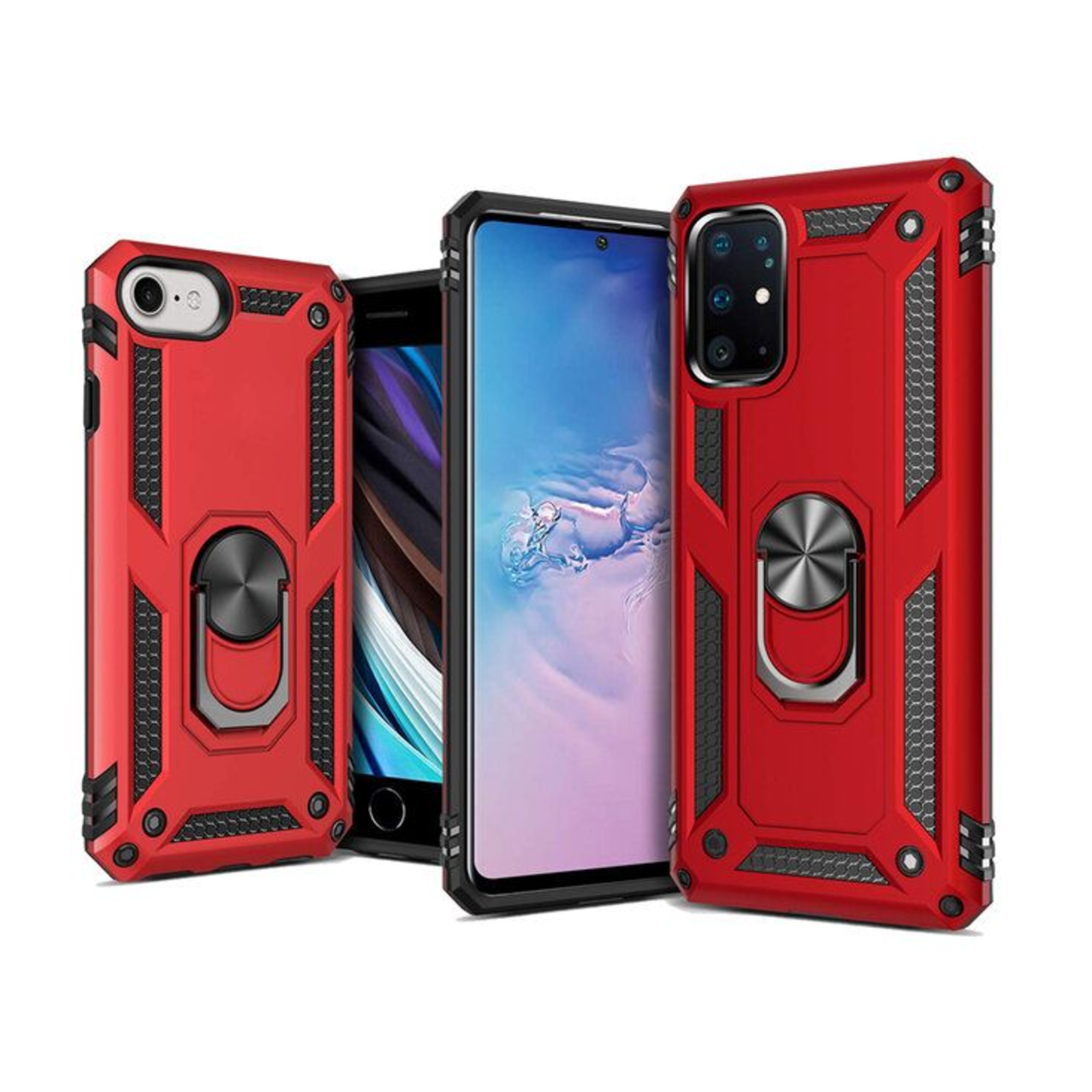 Samsung Samsung S21 Kickstand Ring Armor - Rood