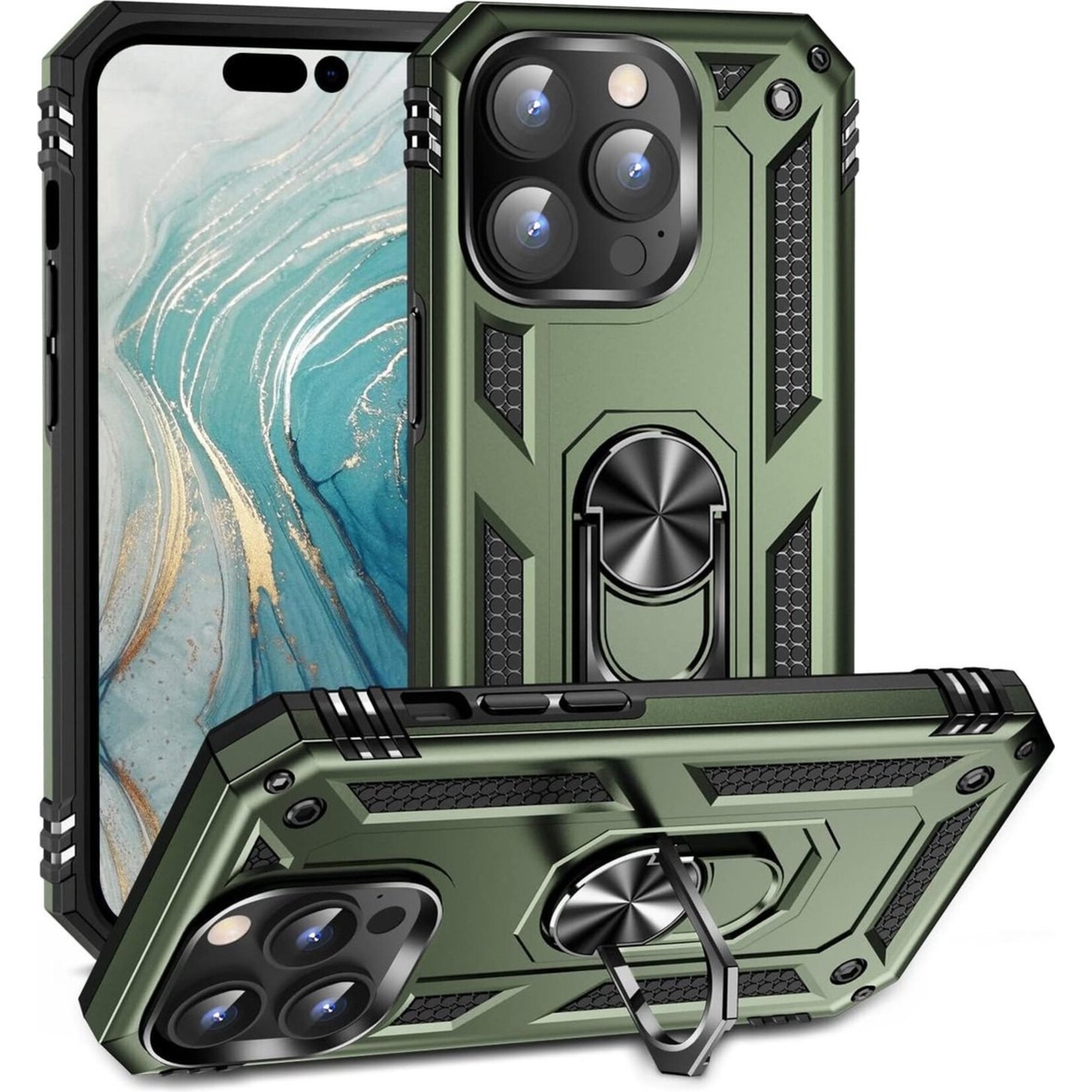 Bracket MagSafe Kickstand Armor Case - iPhone 15 Pro Max - Groen