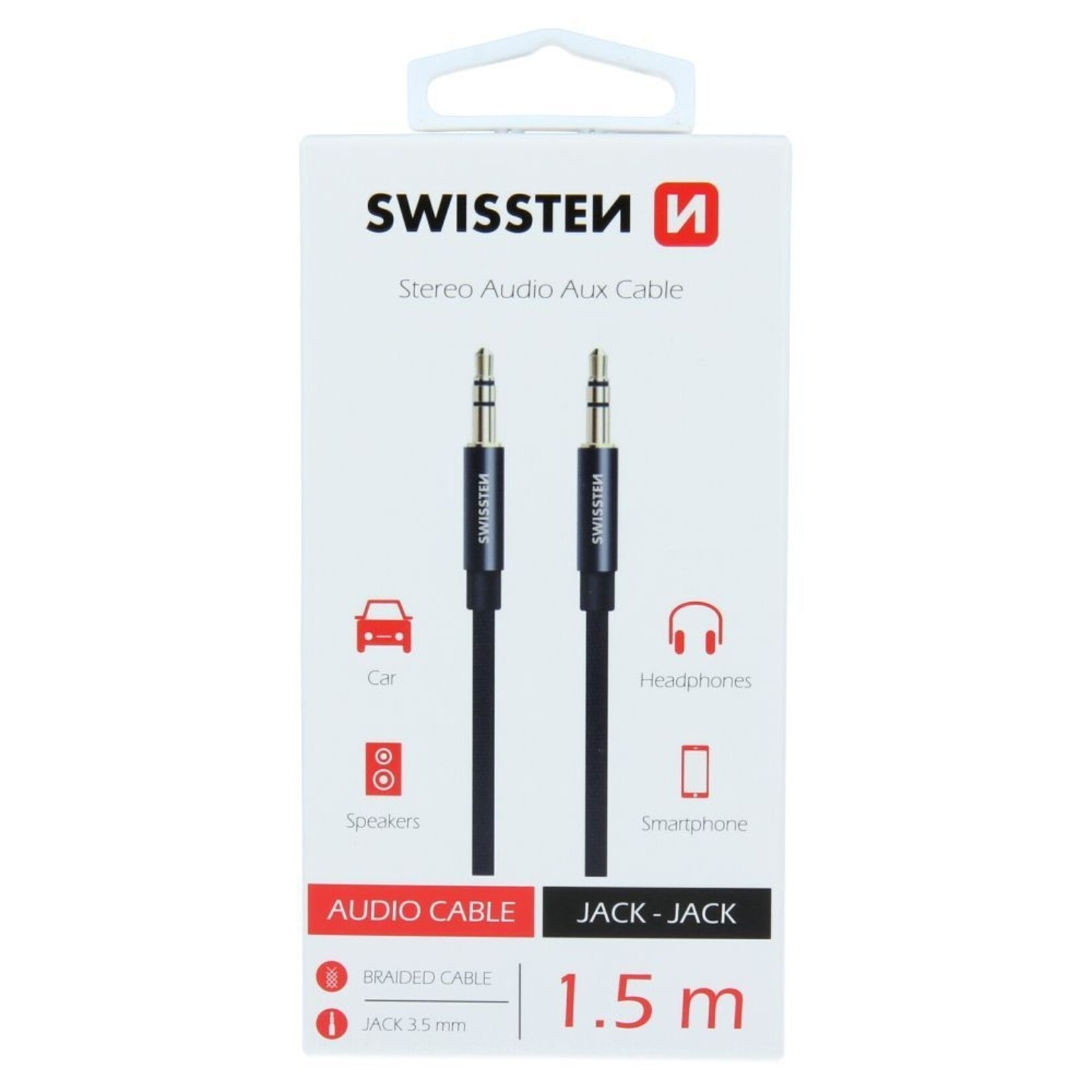 Swissten Textile Aux Cable - 1.5M - Black