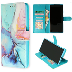 Samsung Samsung S23 Ultra - Bookcase Print - Marmer Roze-Blauw