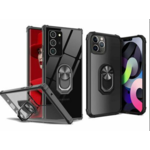 iPhone 14 Pro Max Kickstand Ring Armor Zwart - Transparan