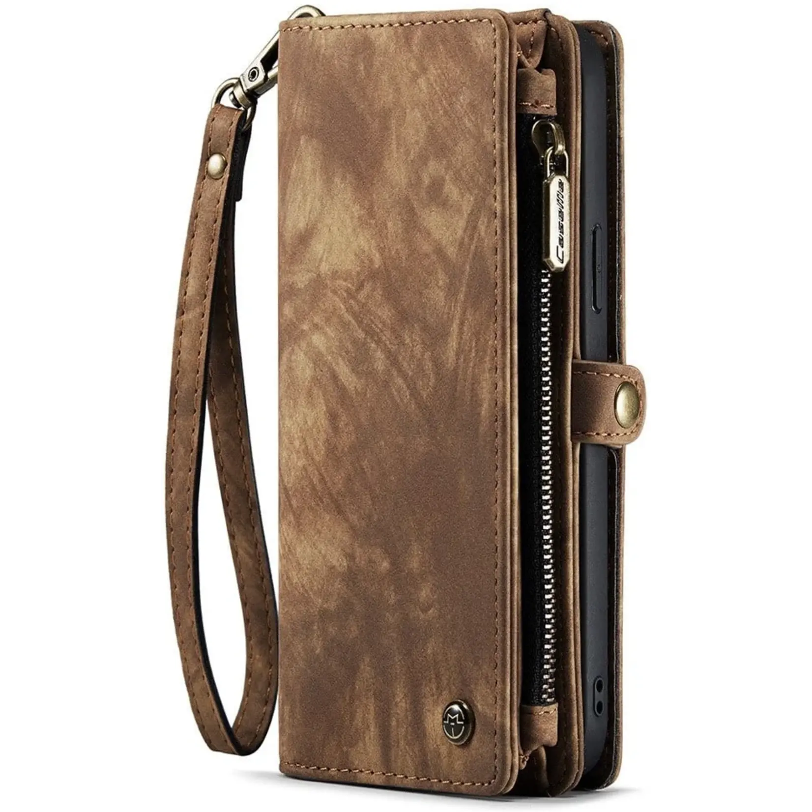 iPhone 14 Pro Max Casemania Book Case Met Rits Bruin