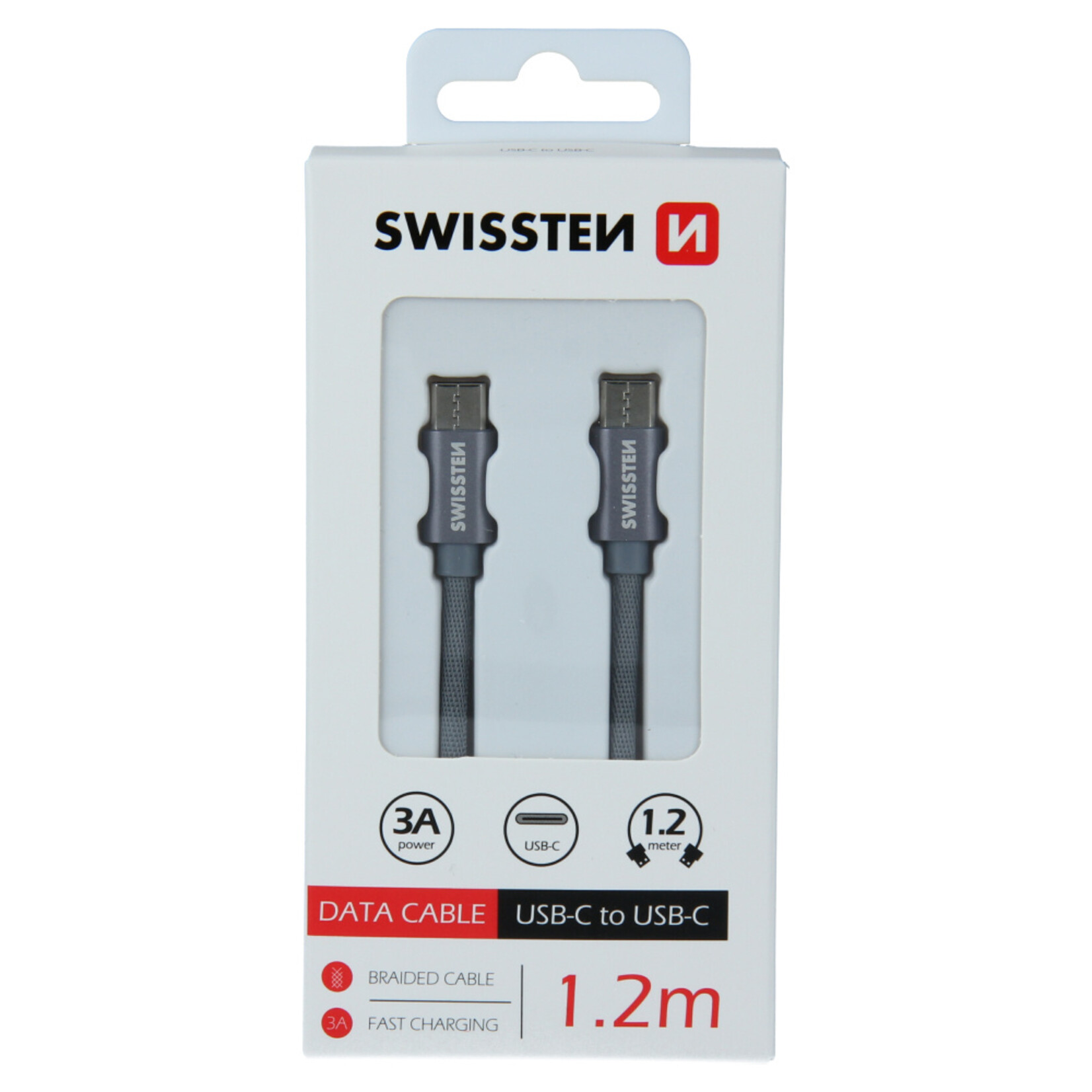 swissten Swissten Textile Type-C USB Cable - 71527202 - 1.2m - Grey