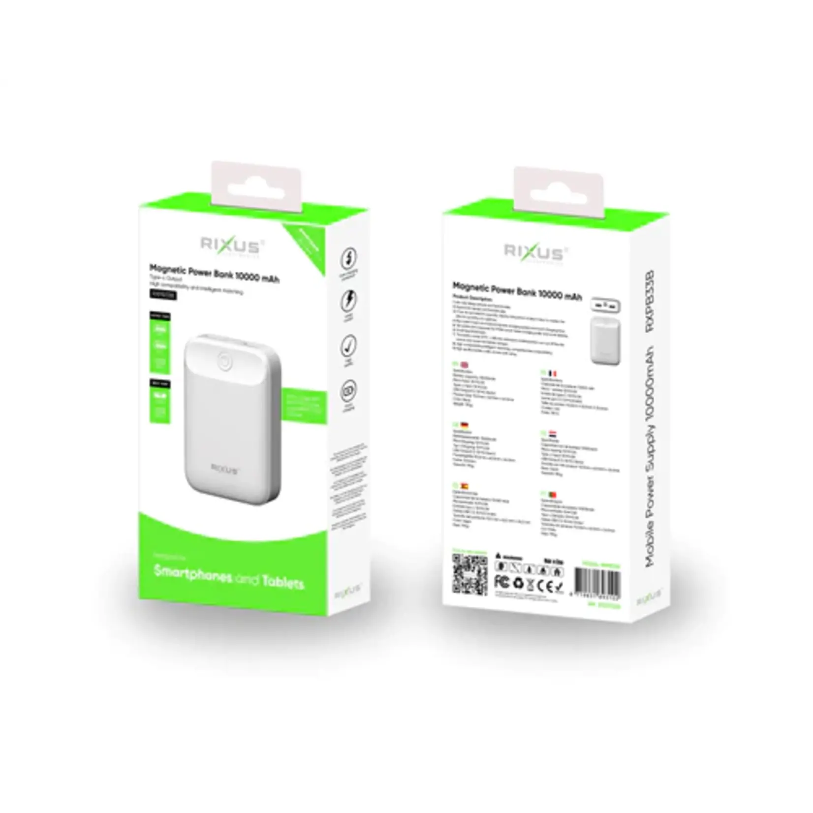 Rixus Ultra-Compact Power Bank 10.000 mAh RXPB33A - White