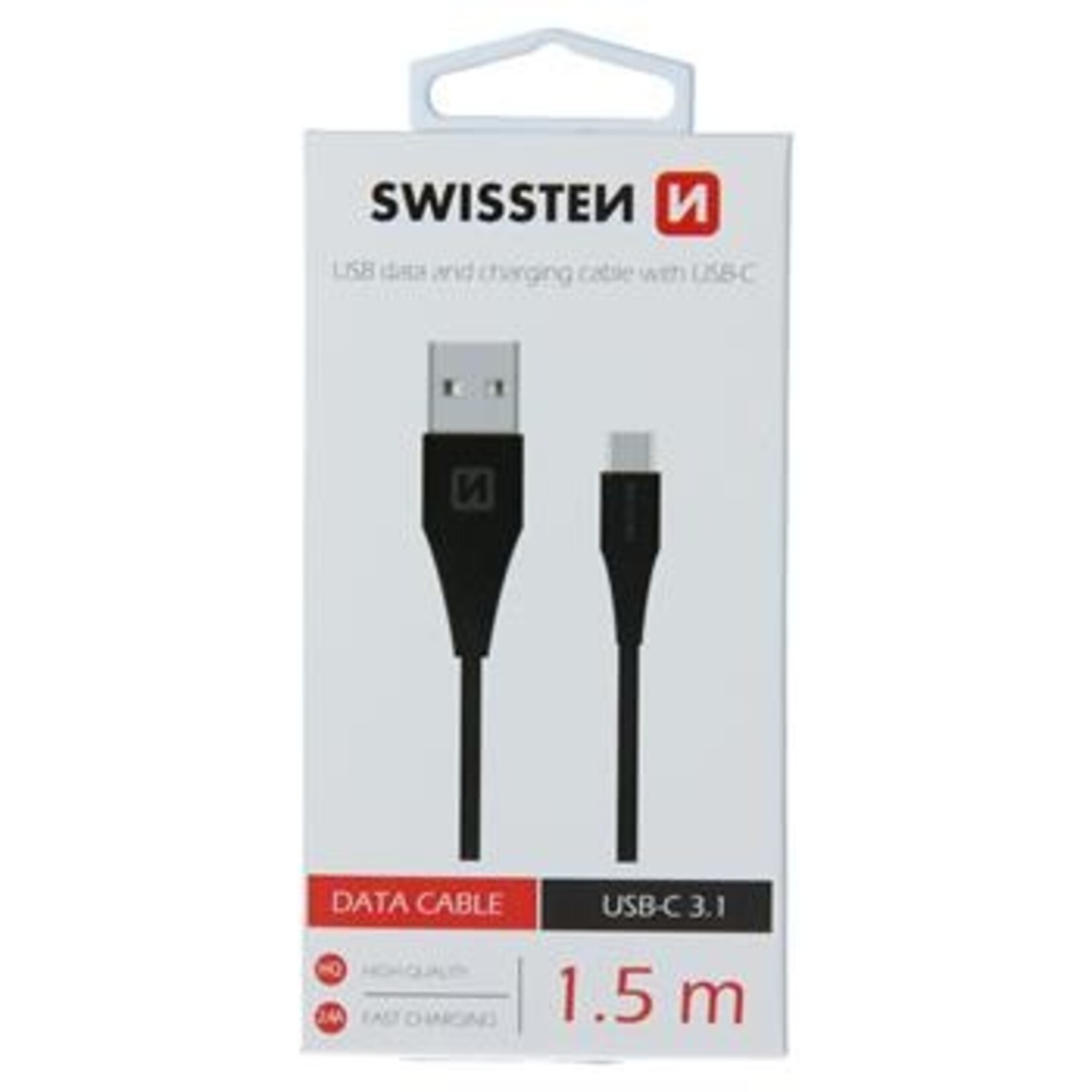 swissten Swissten Type-C USB Cable - 71504401 - 1.5m - 7mm - Black
