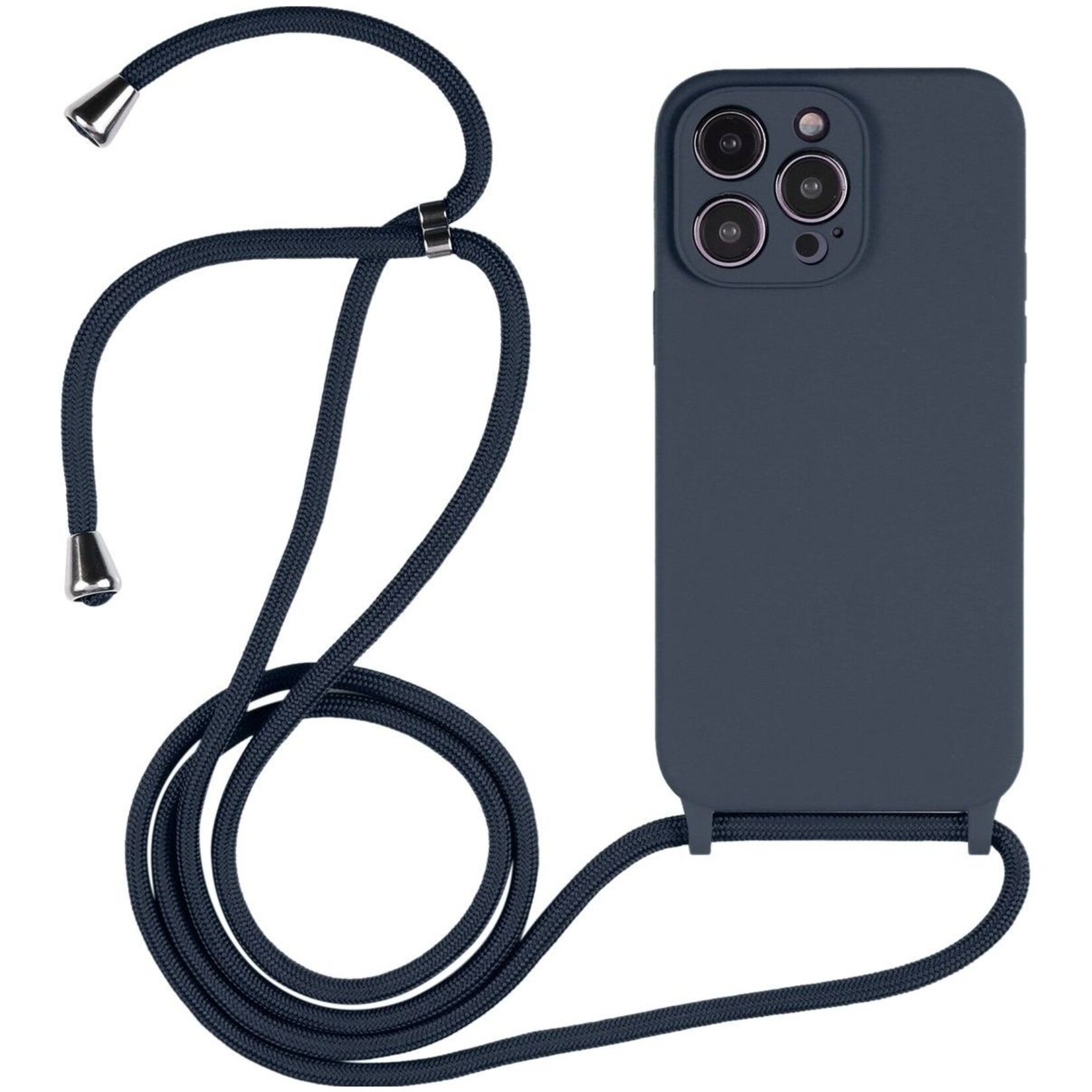 Apple Silicone met Koord - iPhone 14 Pro Max - Donker Blauw