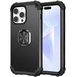 iPhone 14 Pro Max Kickstand Ring Armor Zwart - Transparan