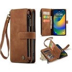 iPhone 14 Pro Max Casemania Book Case Met Rits Bruin