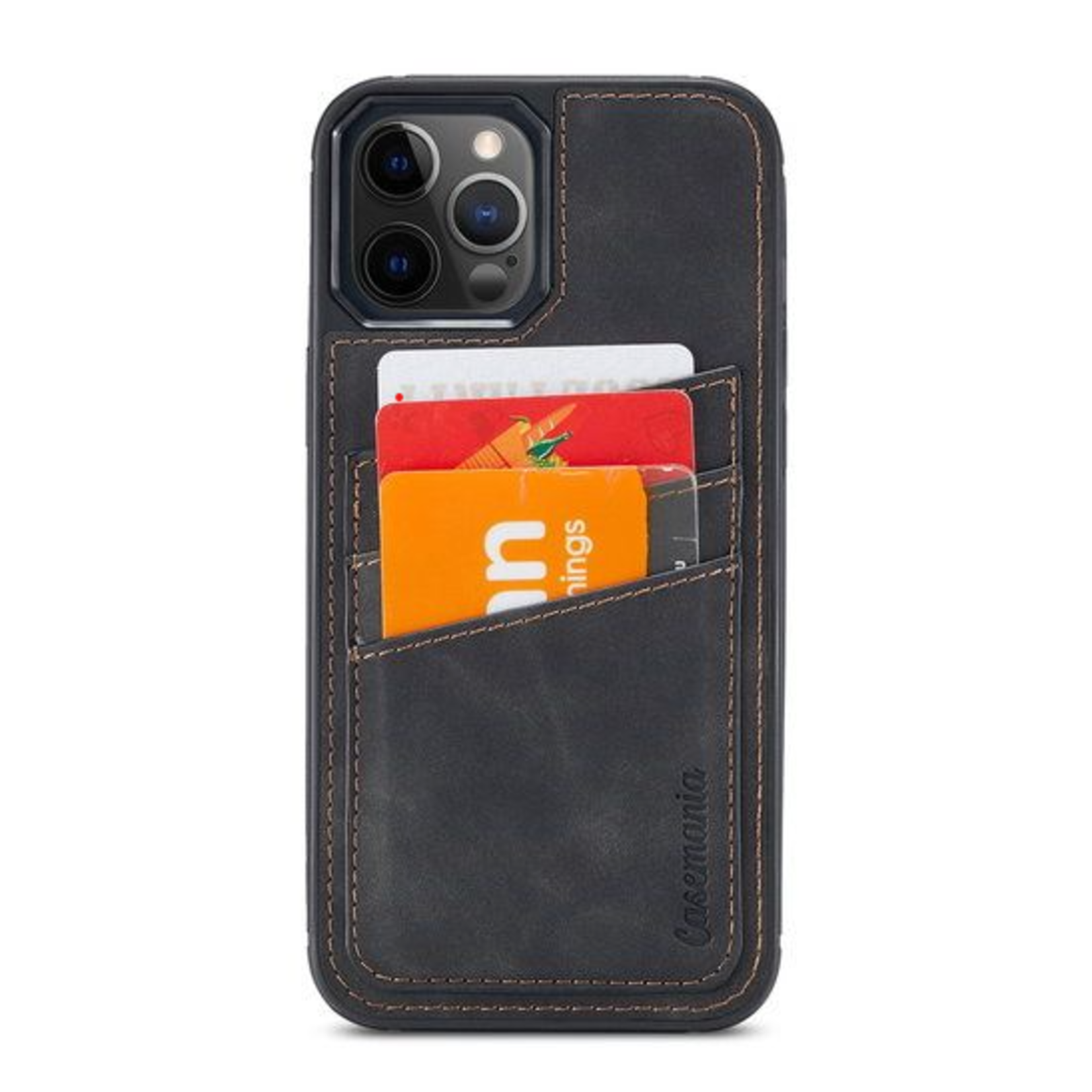 Luxe CM Pocket Backcover - iPhone 13 Pro Max - Zwart