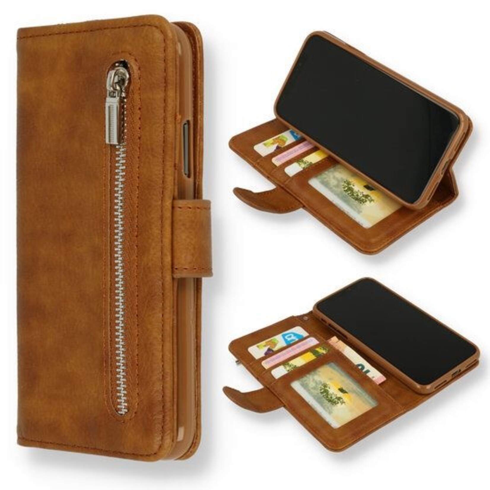Apple High Quality Bookcase - iPhone 12 Pro Max - Bruin