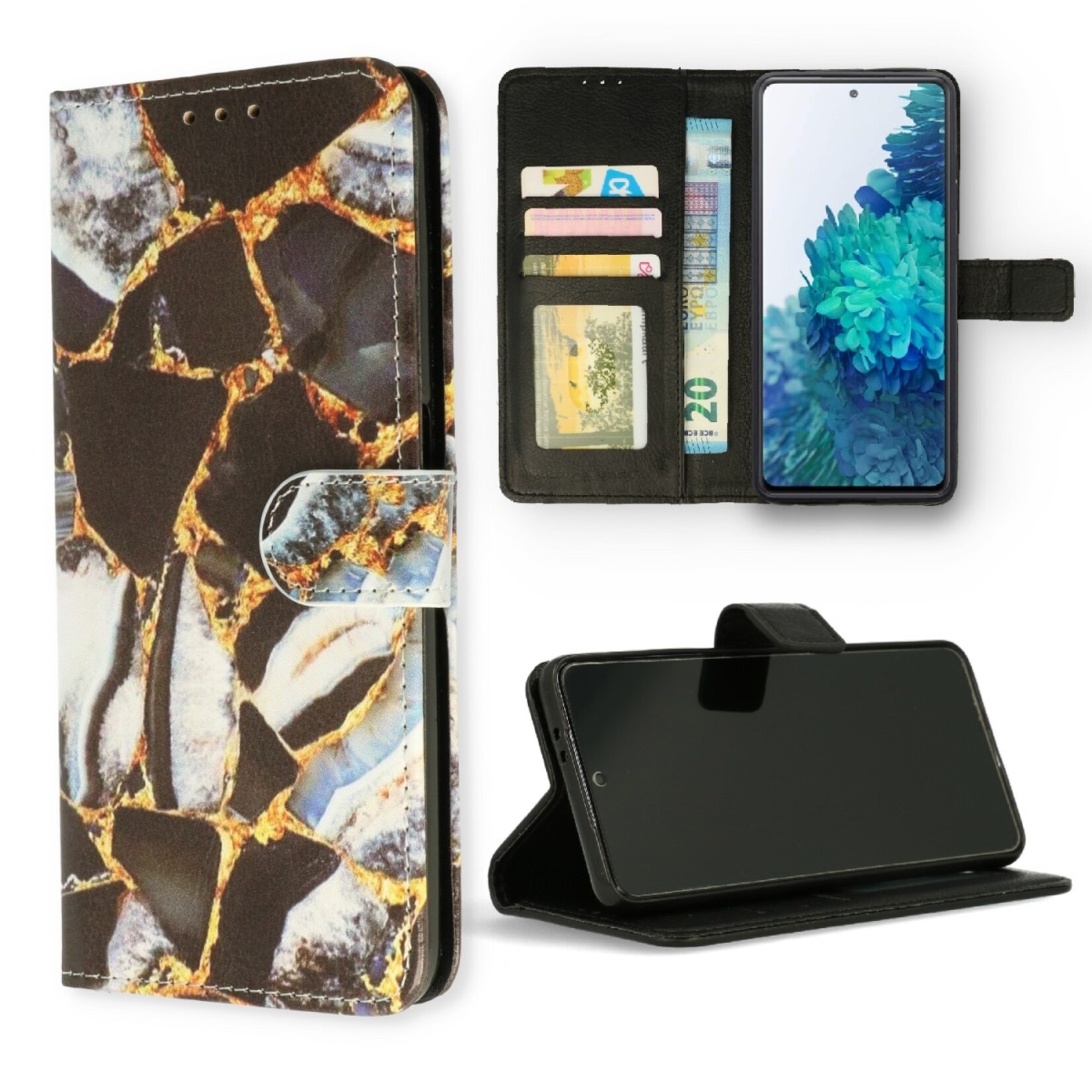 Samsung Samsung A15 - Bookcase Print - Marmer Zwart