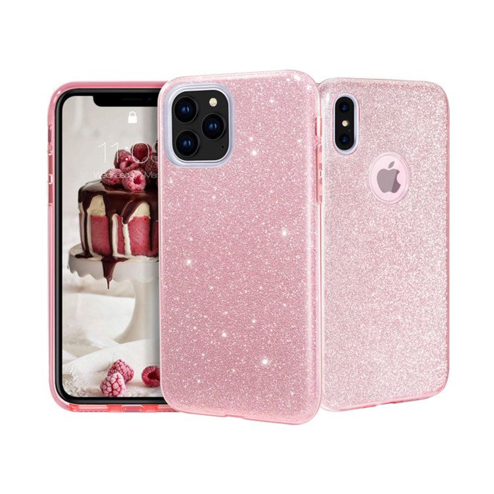 Samsung Samsung A71 - Siliconen Glitter Backcover - Roze