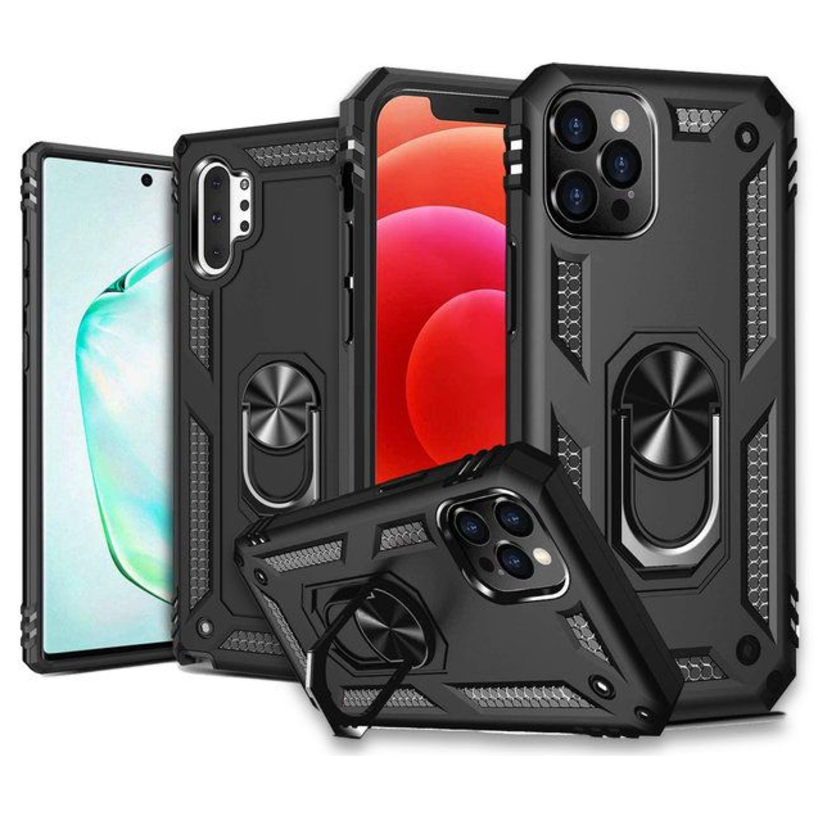 Samsung Samsung A71 Kickstand Ring Armor - Zwart