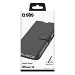 Apple SBS Book Wallet Case with stand function iPhone 15, black