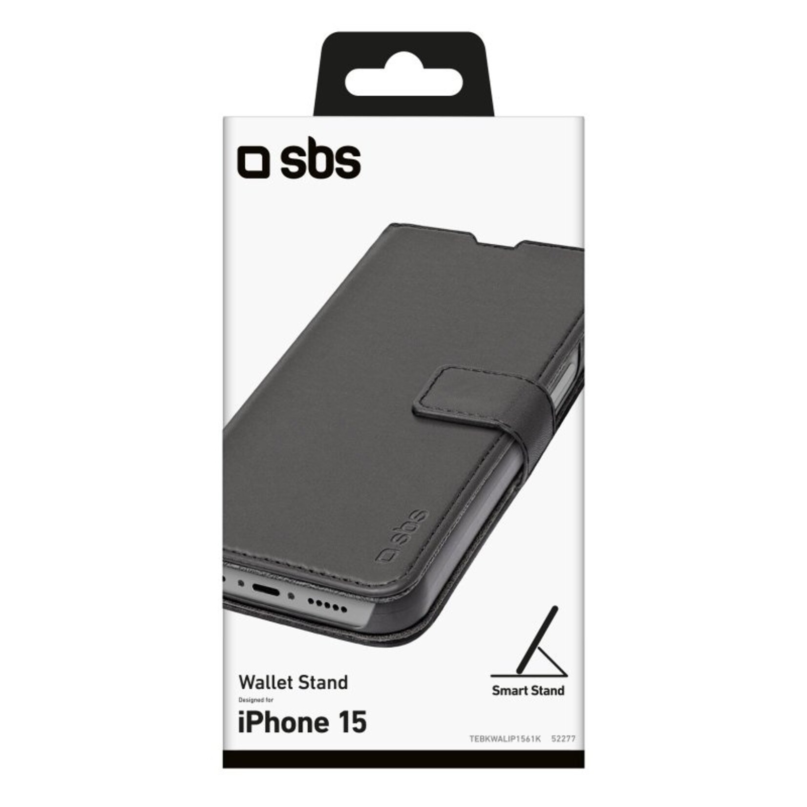 Apple SBS Book Wallet Case with stand function iPhone 15, black