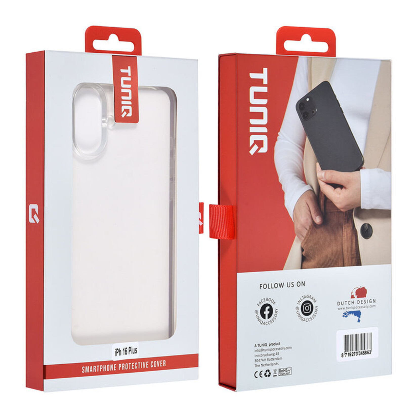 Apple TUNIQ TUNIQ iPhone 16 Pro Max Backcover hoesje Anti-Shock TPU & PC - Transparan