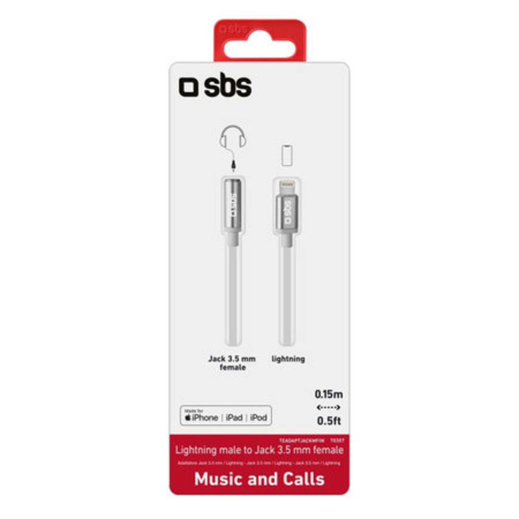 SBS SBS Adapter Type-C (m) to Jack 3.5mm (f), white